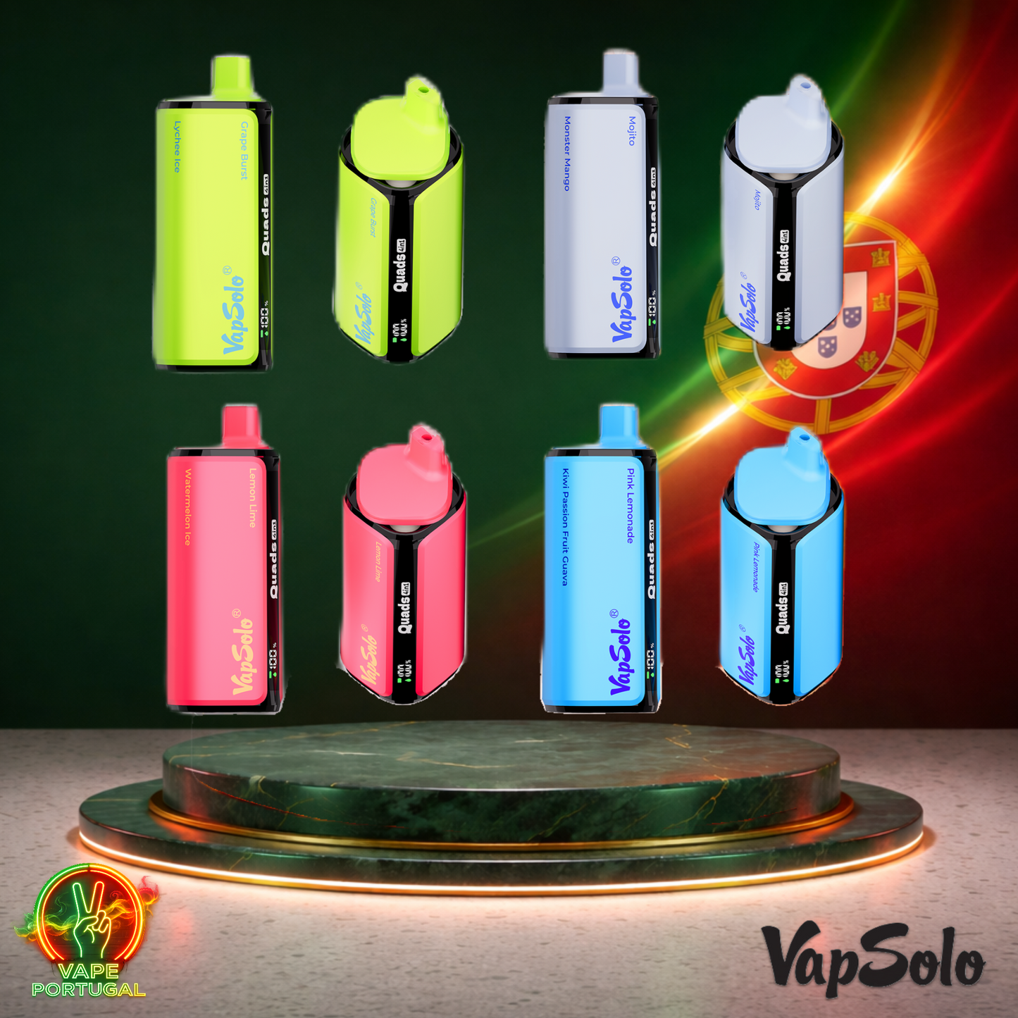 Vape descartável VapSolo Quads 80K sabor Vários Sabores 80000 puffs 80K tragadas mais barato