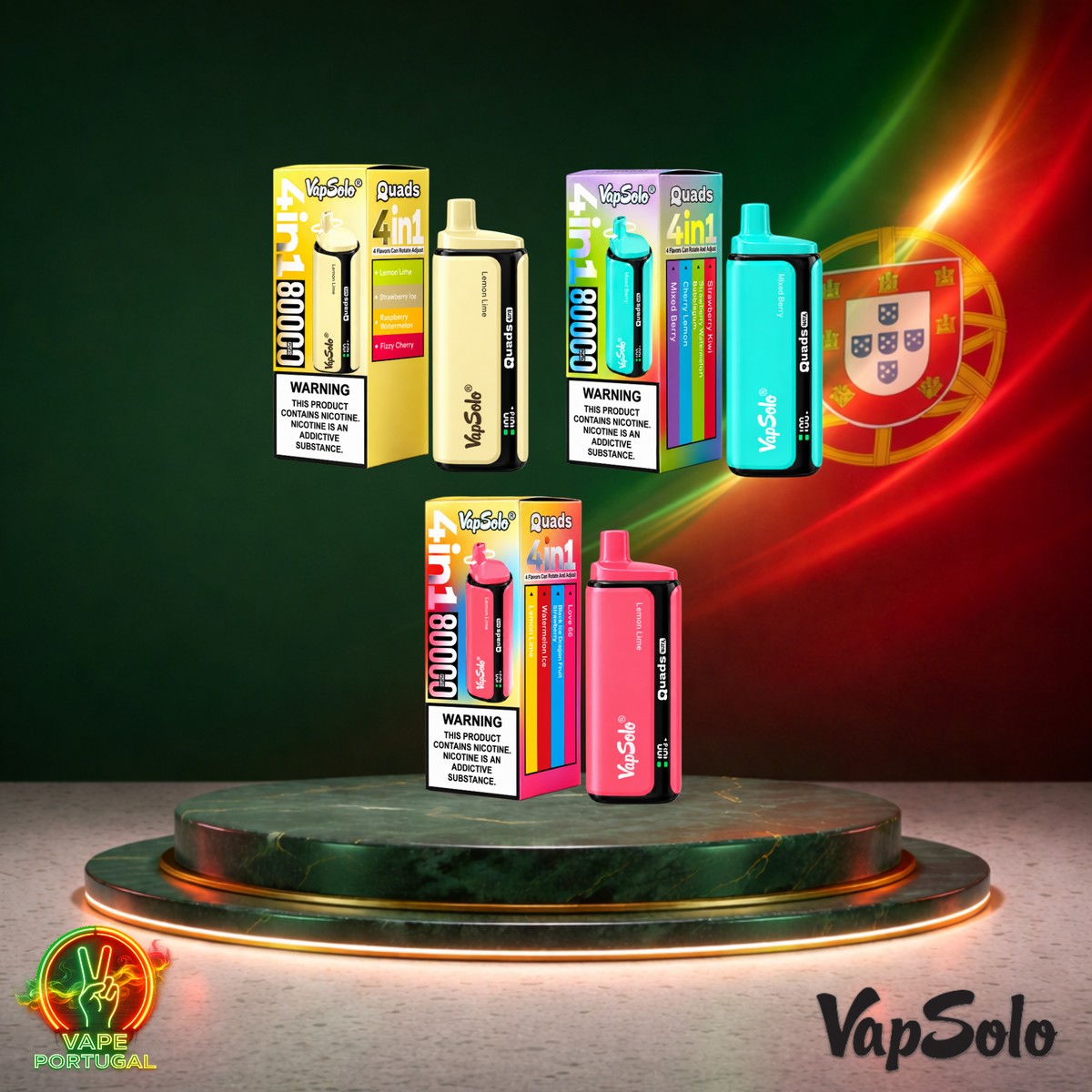 Vape descartável VapSolo Quads 80K Mix 3 80000 puffs comprar em Portugal