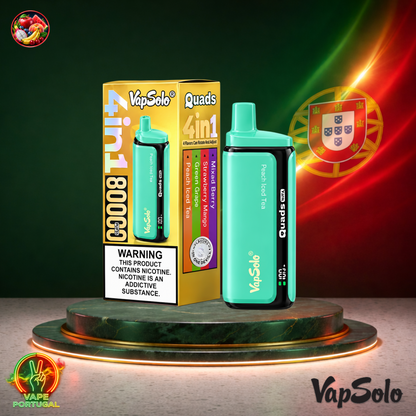 Vape descartável VapSolo Quads 80K Mixed Strawberry Green Peach 80000 puffs comprar em Portugal