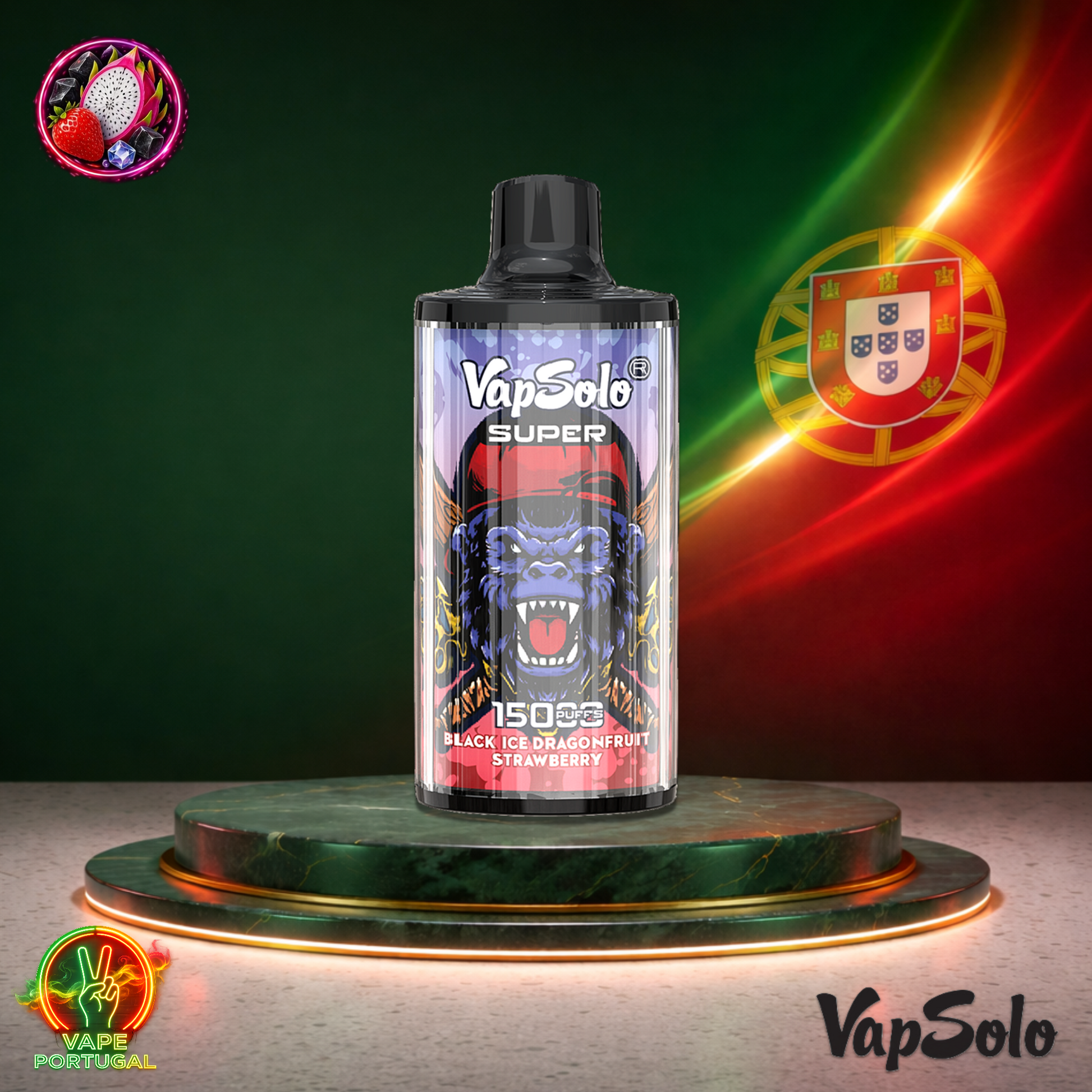 Vape descartável VapSolo Super 15K sabor Black Ice Dragonfruit Strawberry 15000 puffs 15K tragadas mais barato
