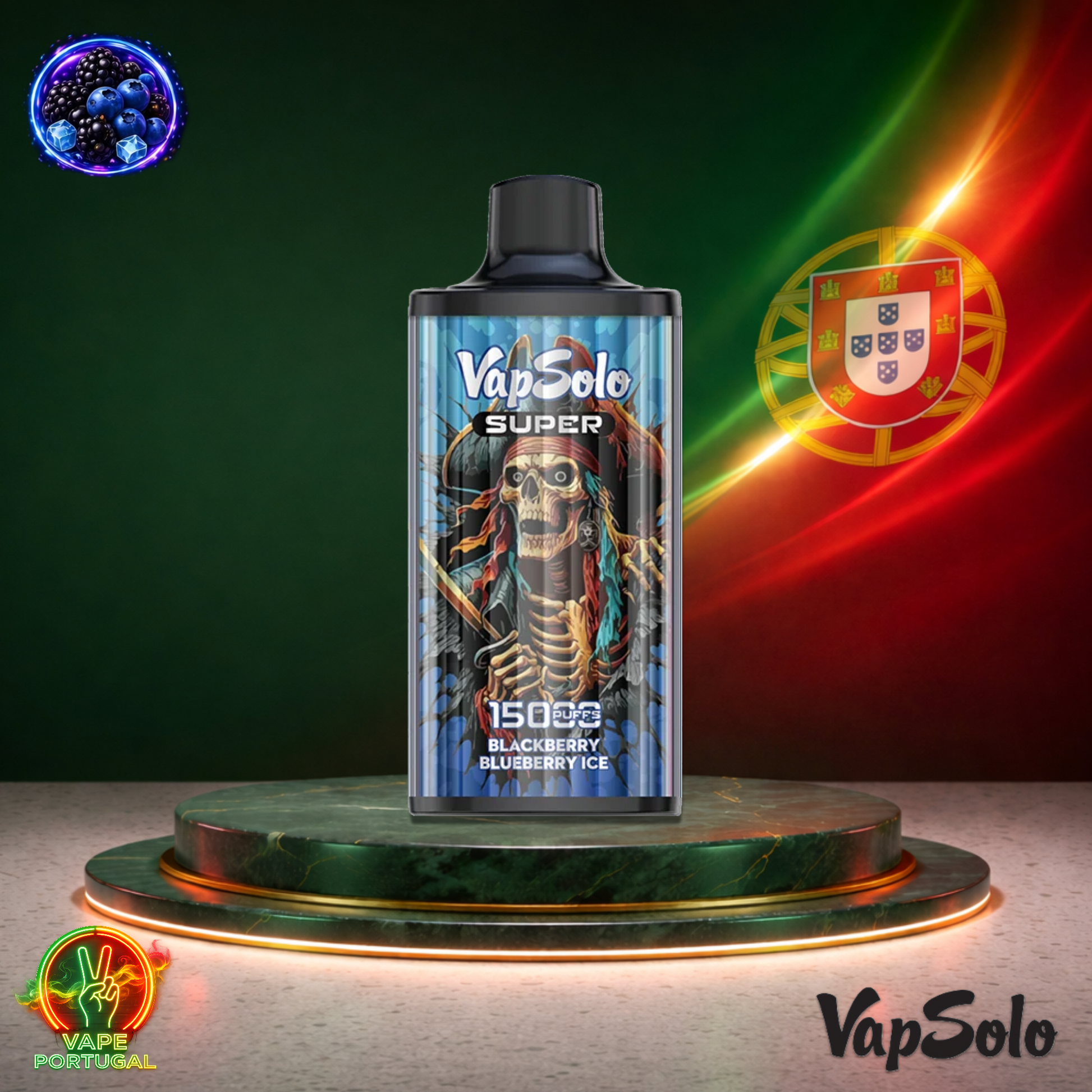Vape descartável VapSolo Super 15K sabor Blackberry Blueberry Ice 15000 puffs 15K tragadas mais barato