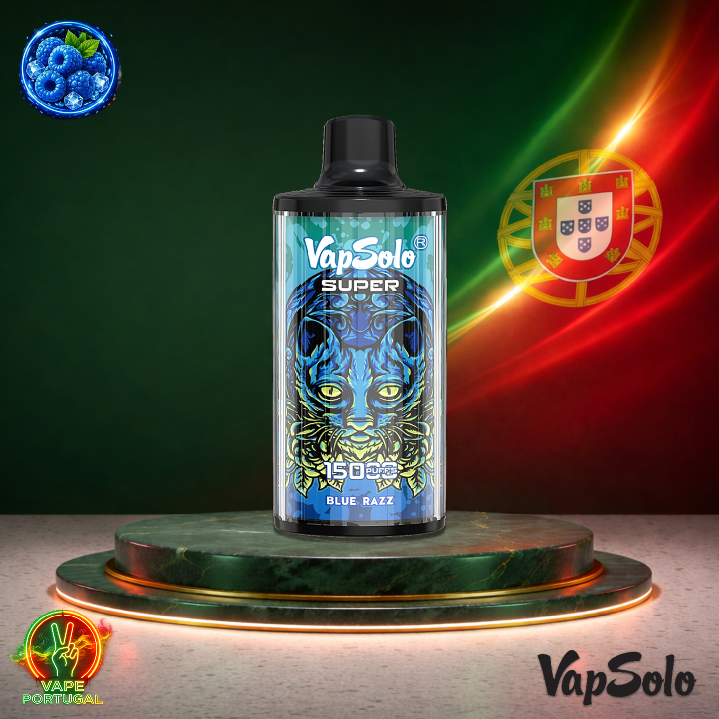 Vape descartável VapSolo Super 15K sabor Blue Razz 15000 puffs 15K tragadas mais barato