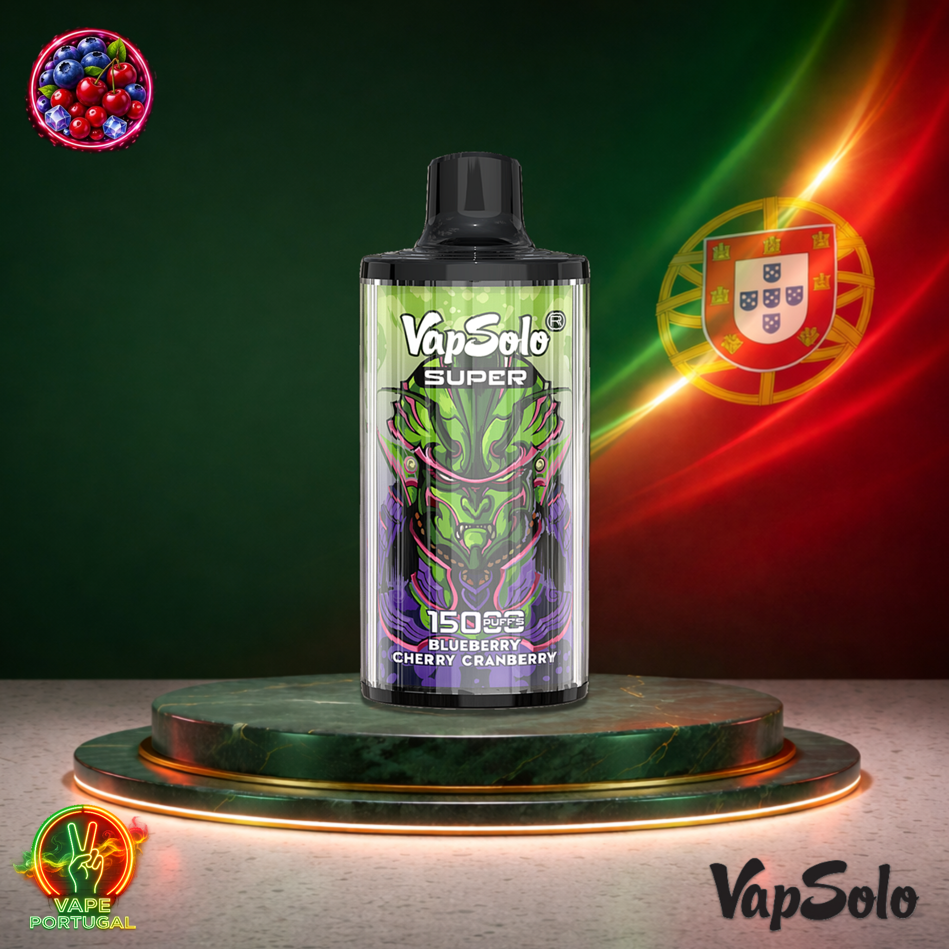Vape descartável VapSolo Super 15K sabor Blueberry Cherry Cranberry 15000 puffs 15K tragadas mais barato