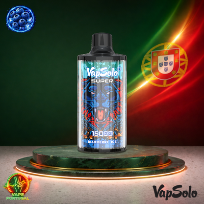 Vape descartável VapSolo Super 15K sabor Blueberry Ice 15000 puffs 15K tragadas mais barato