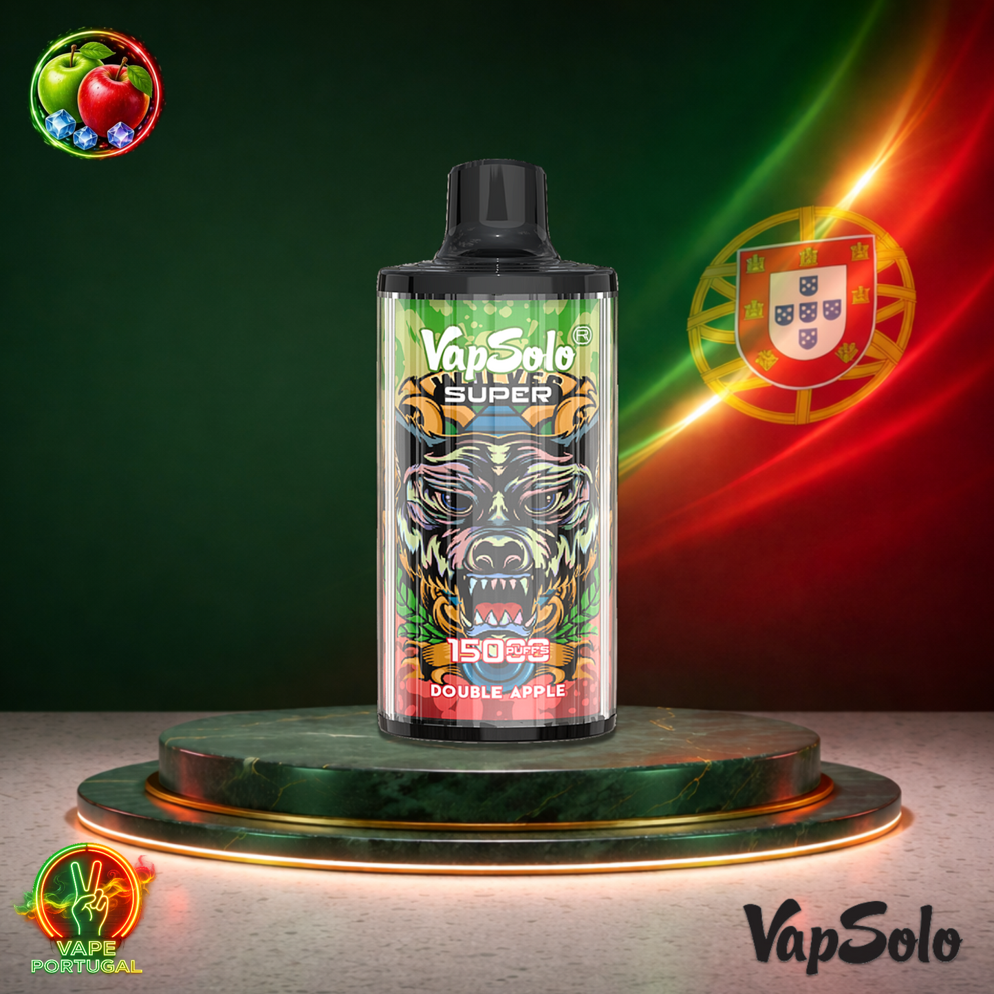 Vape descartável VapSolo Super 15K sabor Double Apple 15000 puffs 15K tragadas mais barato