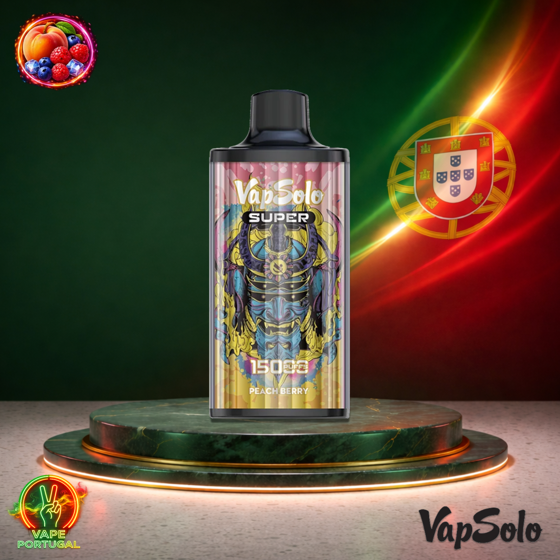 Vape descartável VapSolo Super 15K sabor Peach Berry 15000 puffs 15K tragadas mais barato