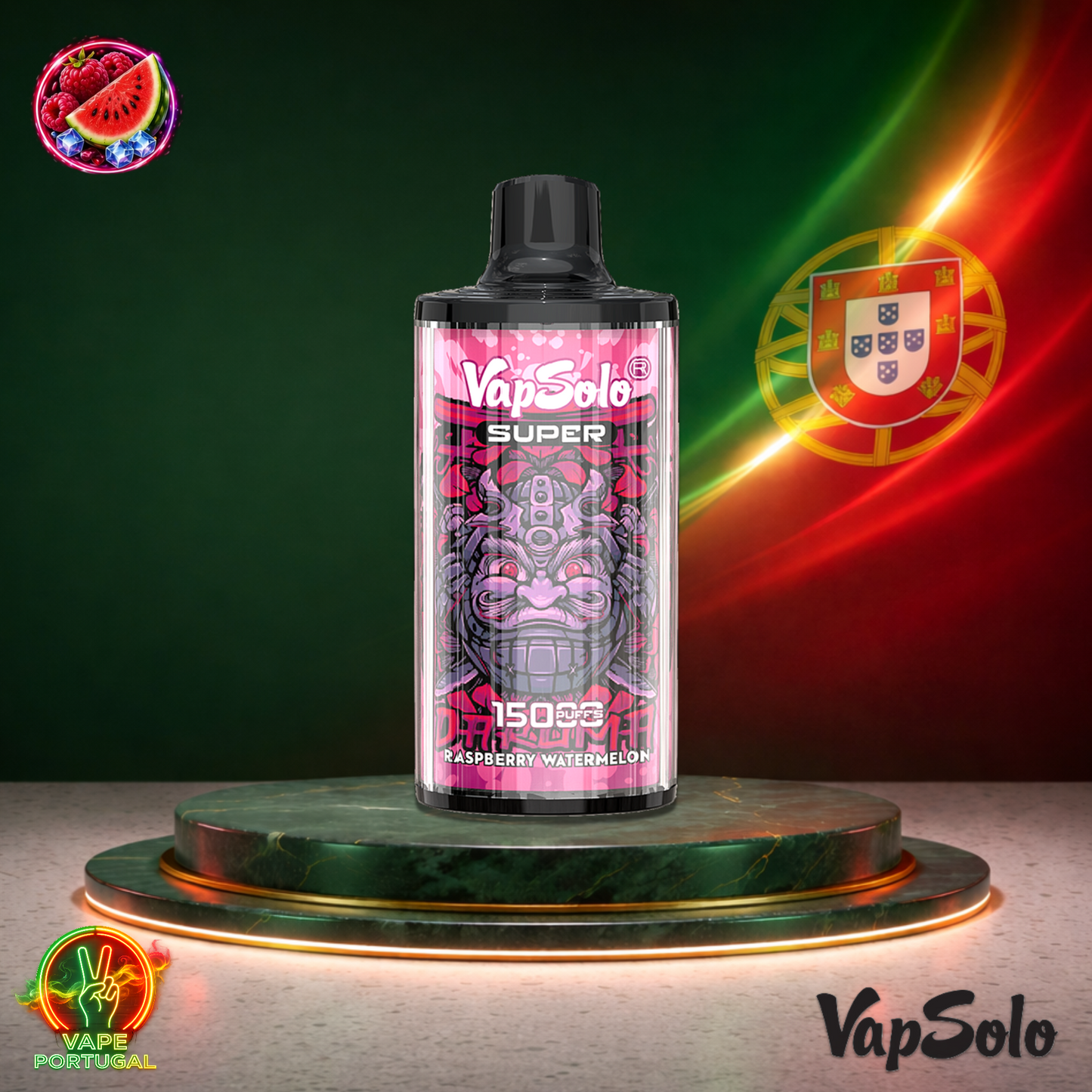 Vape descartável VapSolo Super 15K sabor Raspberry Watermelon 15000 puffs 15K tragadas mais barato