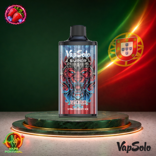 Vape descartável VapSolo Super 15K sabor Strawberry Ice 15000 puffs 15K tragadas mais barato
