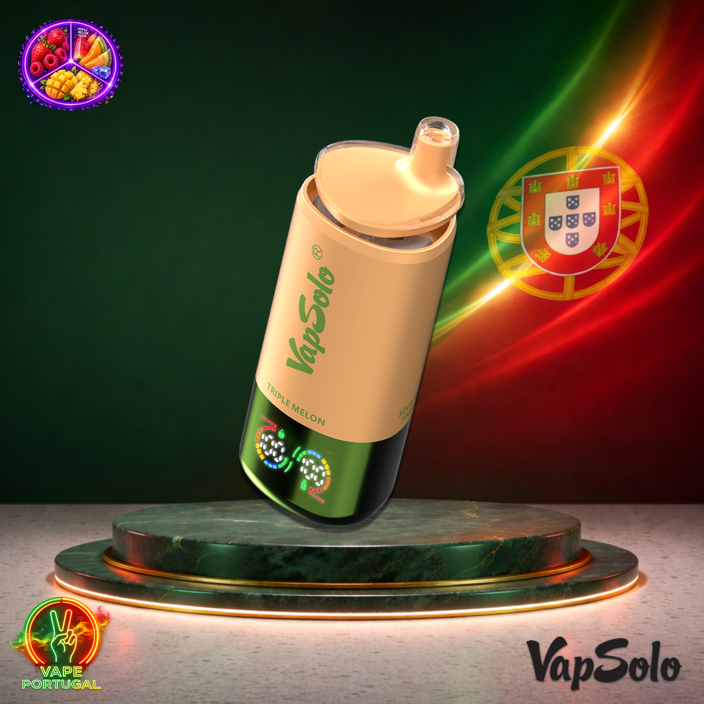 Vape descartável VapSolo Triple 30K sabores Strawberry Raspberry, Triple Melon e Sour Mango Pineapple com 30000 puffs 30K tragadas mais barato