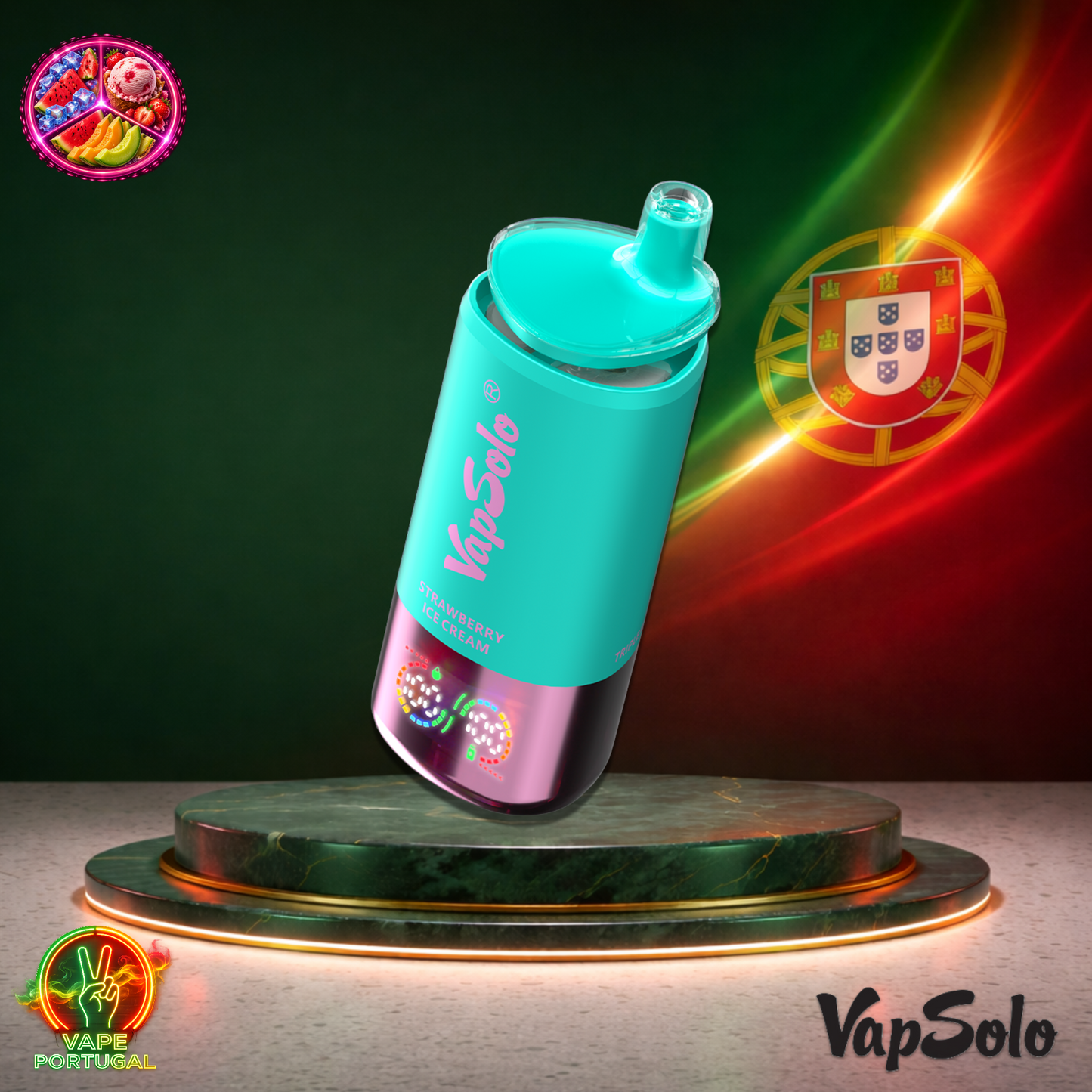 Vape descartável VapSolo Triple 30K sabores Watermelon Ice, Strawberry Ice Cream e Triple Melon com 30000 puffs 30K tragadas mais barato