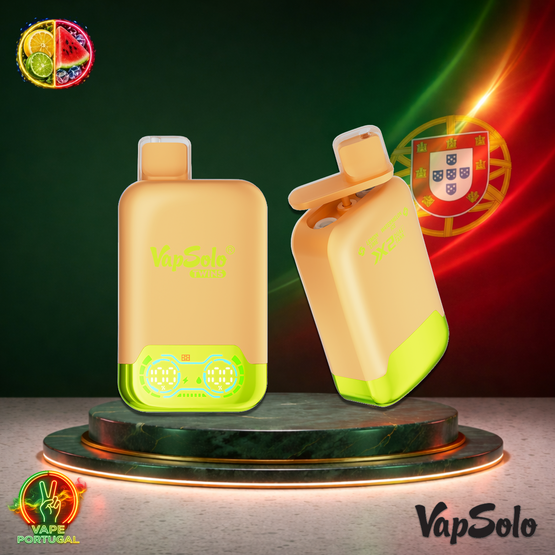 Vape descartável VapSolo Twins 20K sabor Lemon Lime & Watermelon com 20000 puffs 20K tragadas mais barato