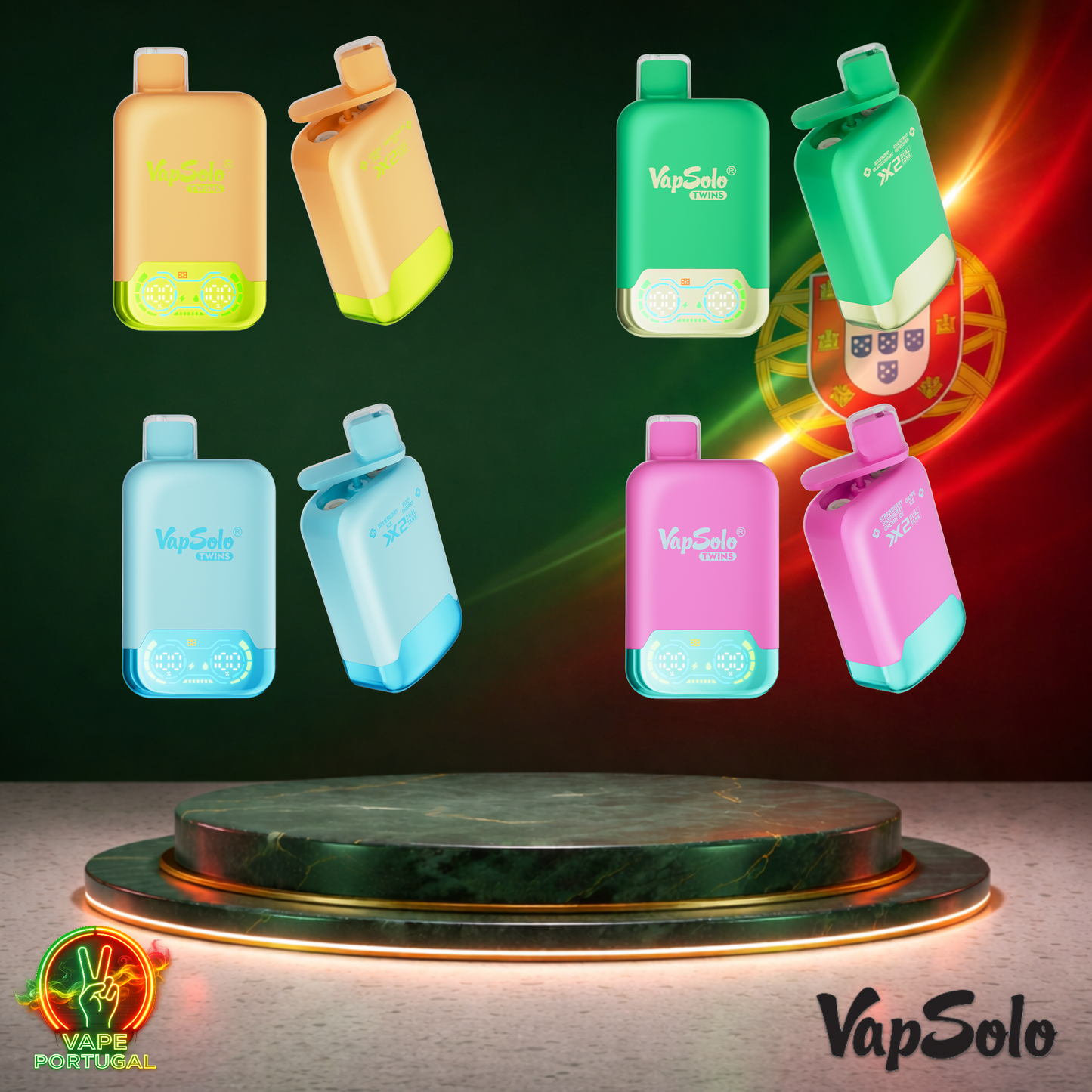 Vape descartável VapSolo Twins 20K com Vários Sabores em Portugal (Formato Caixa) com 20000 puffs (20K tragadas) ao preço mais barato.