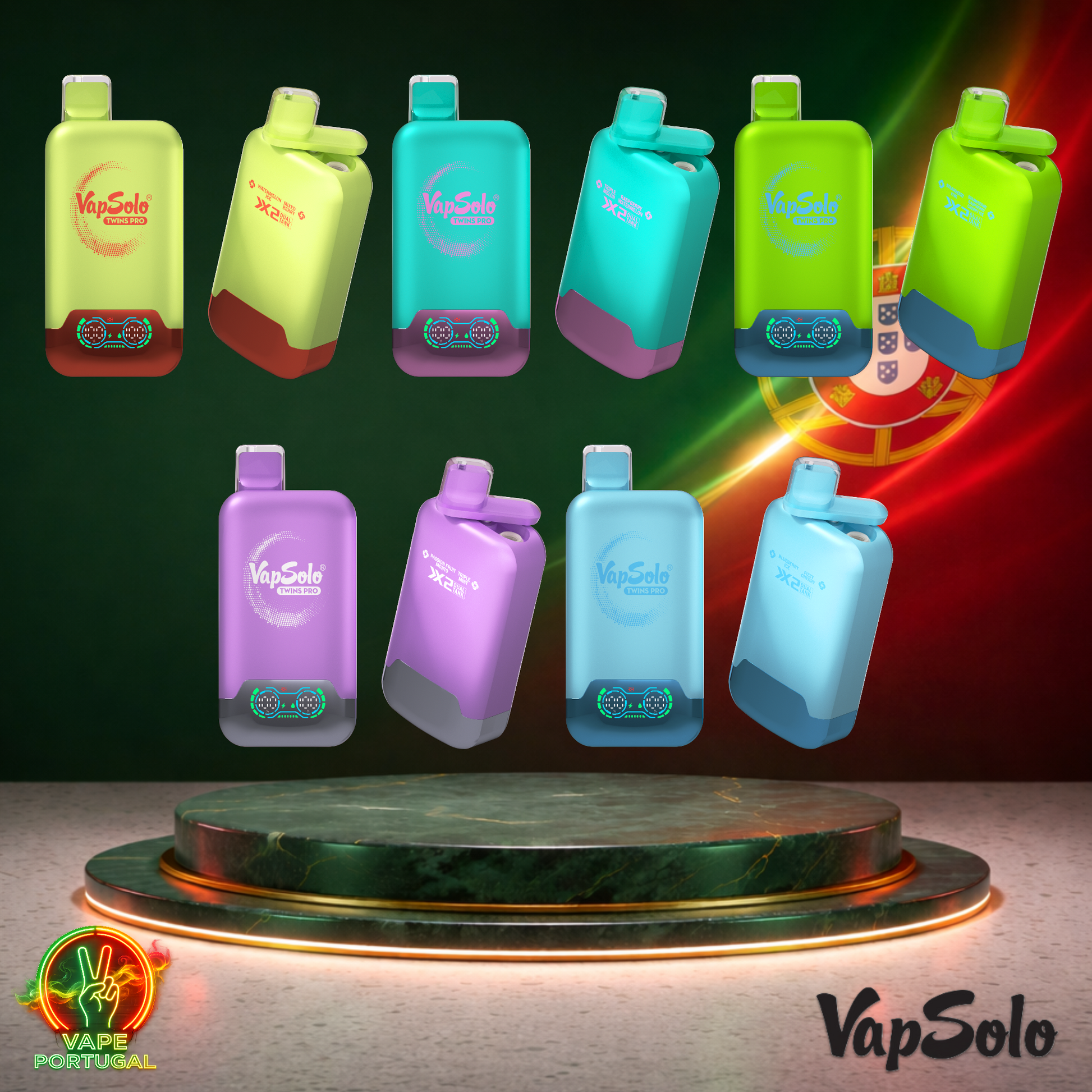 Vape descartável VapSolo Twins Pro 50K Vários Sabores 50000 puffs 50K tragadas (Detalhe)