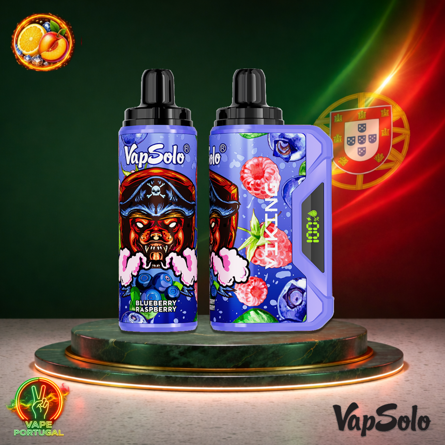 Vape descartável VapSolo Viking 12K sabor Blueberry Raspberry com 12000 puffs 12K tragadas mais barato