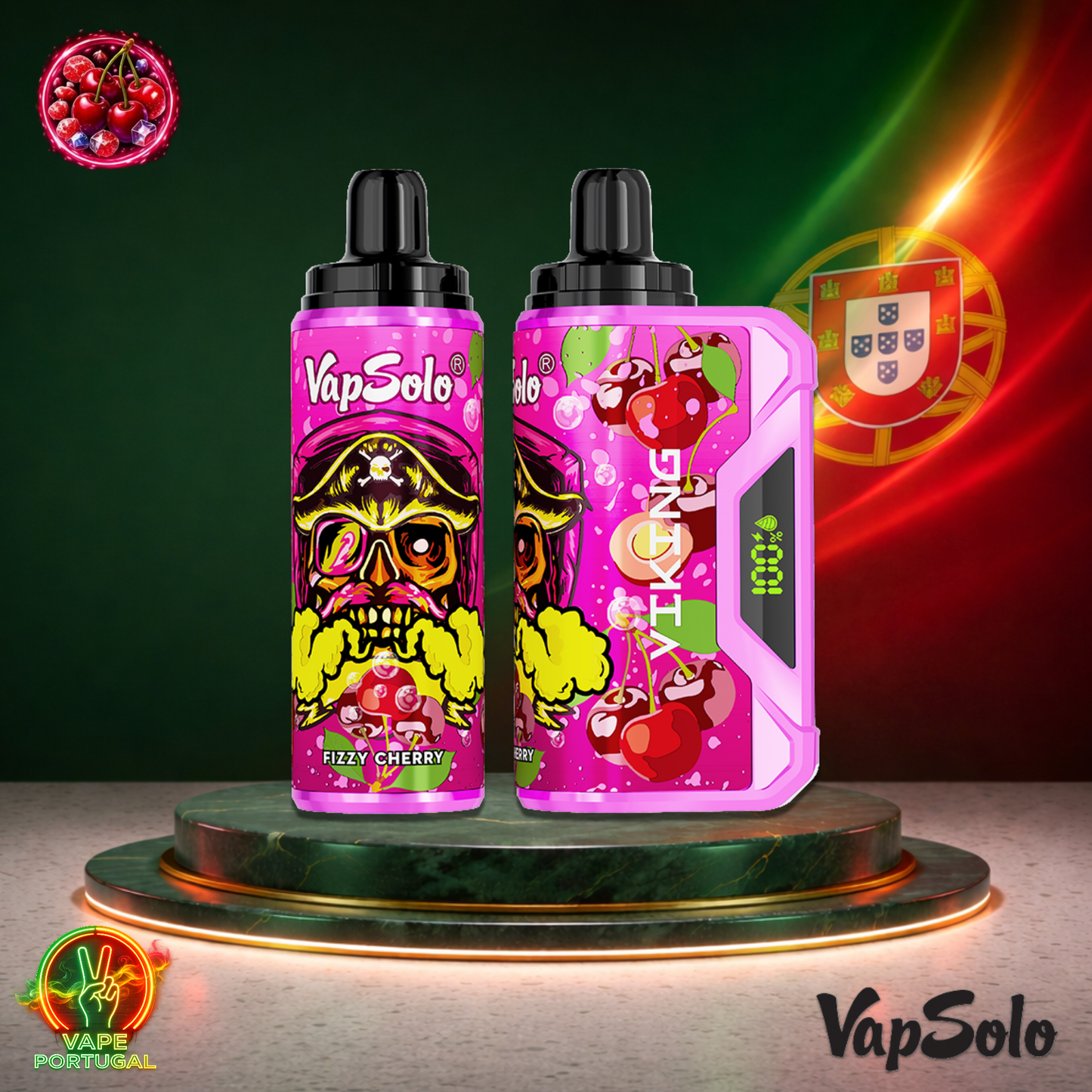 Vape descartável VapSolo Viking 12K sabor Fizzy Cherry com 12000 puffs 12K tragadas mais barato