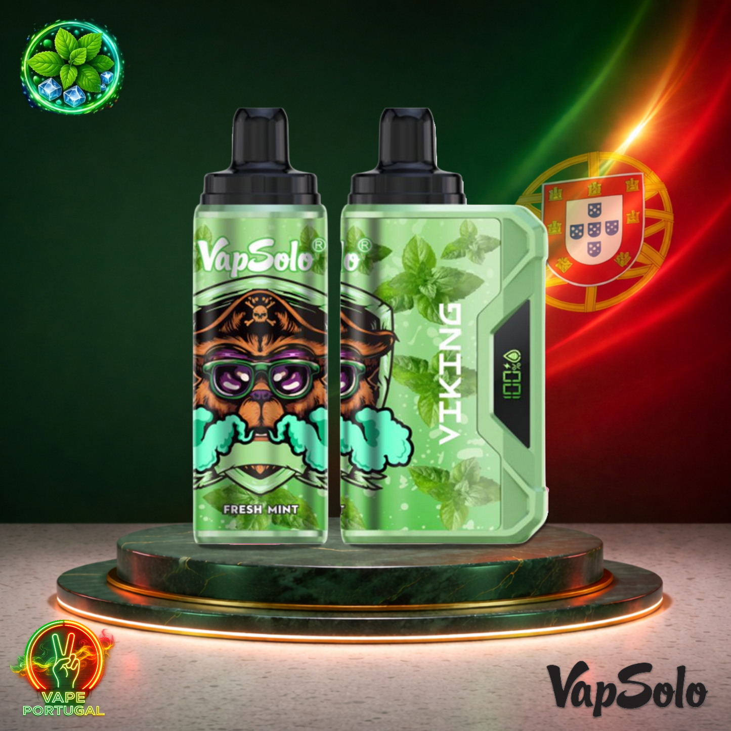 Vape descartável VapSolo Viking 12K sabor Fresh Mint com 12000 puffs 12K tragadas mais barato