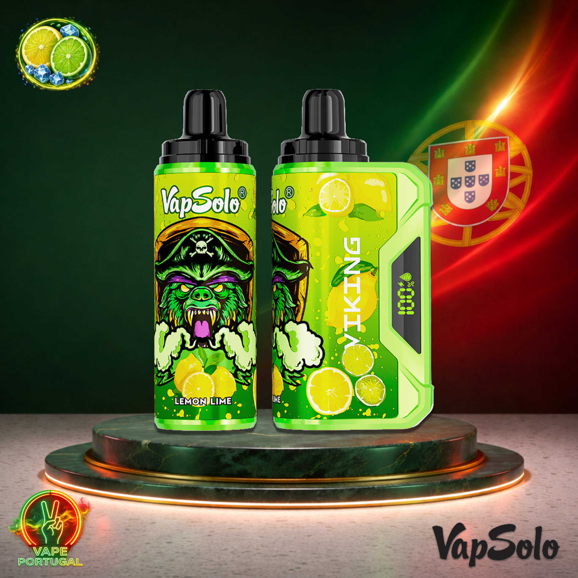 Vape descartável VapSolo Viking 12K sabor Lemon Lime com 12000 puffs 12K tragadas mais barato