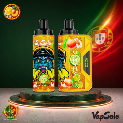 Vape descartável VapSolo Viking 12K sabor Lemon Peach com 12000 puffs 12K tragadas mais barato
