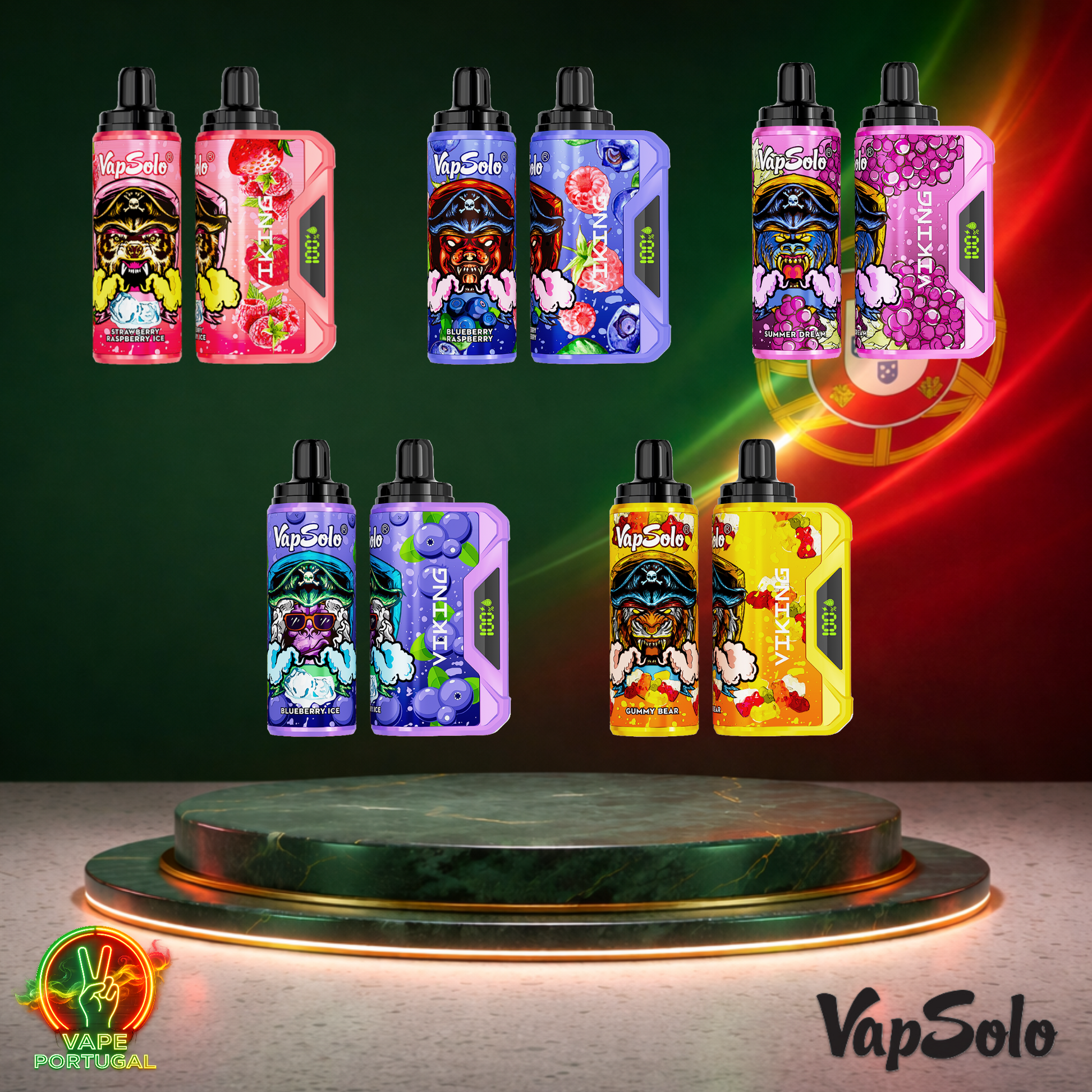Vape descartável VapSolo Viking 12K em vários sabores com 12000 puffs 12K tragadas mais barato