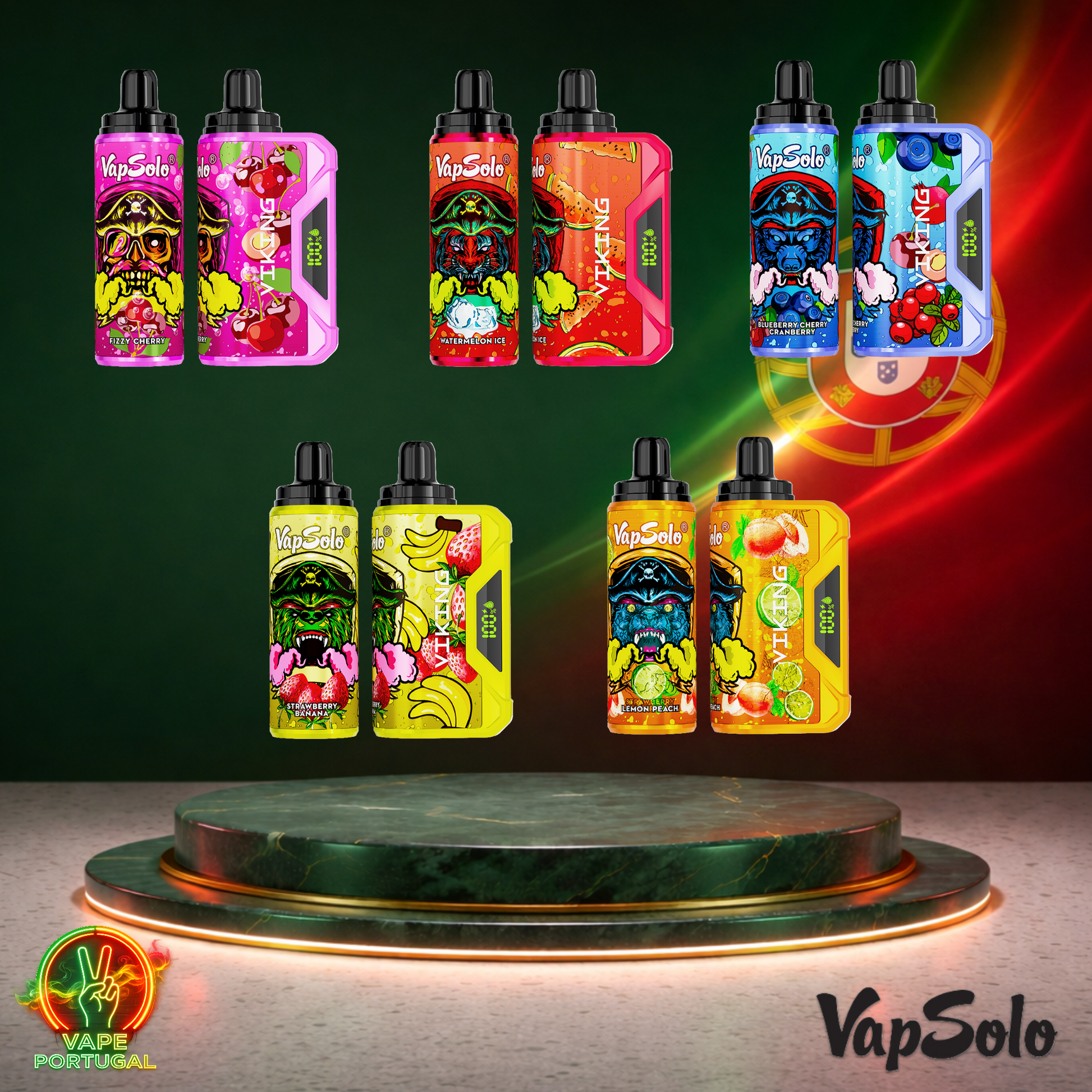Vape descartável VapSolo Viking 12K (Visão Lateral) em vários sabores com 12000 puffs 12K tragadas mais barato