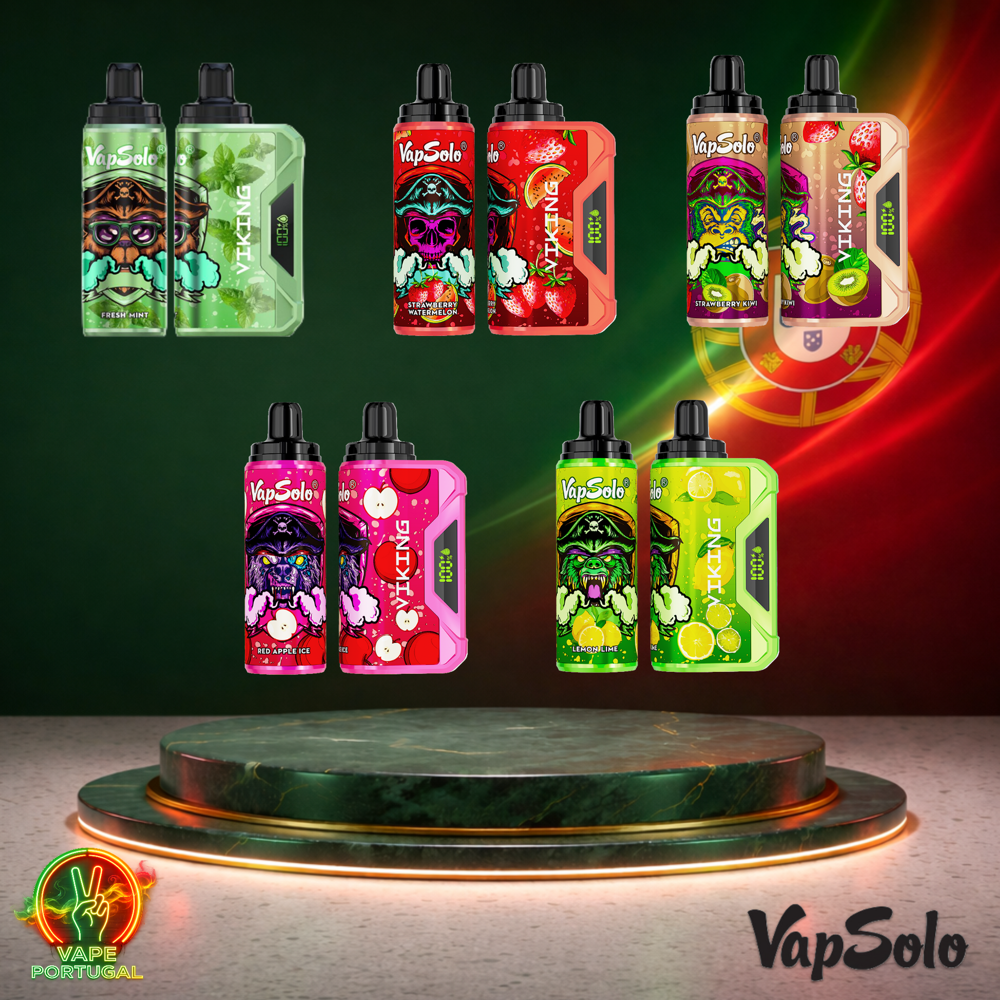 Vape descartável VapSolo Viking 12K em vários sabores com 12000 puffs 12K tragadas mais barato