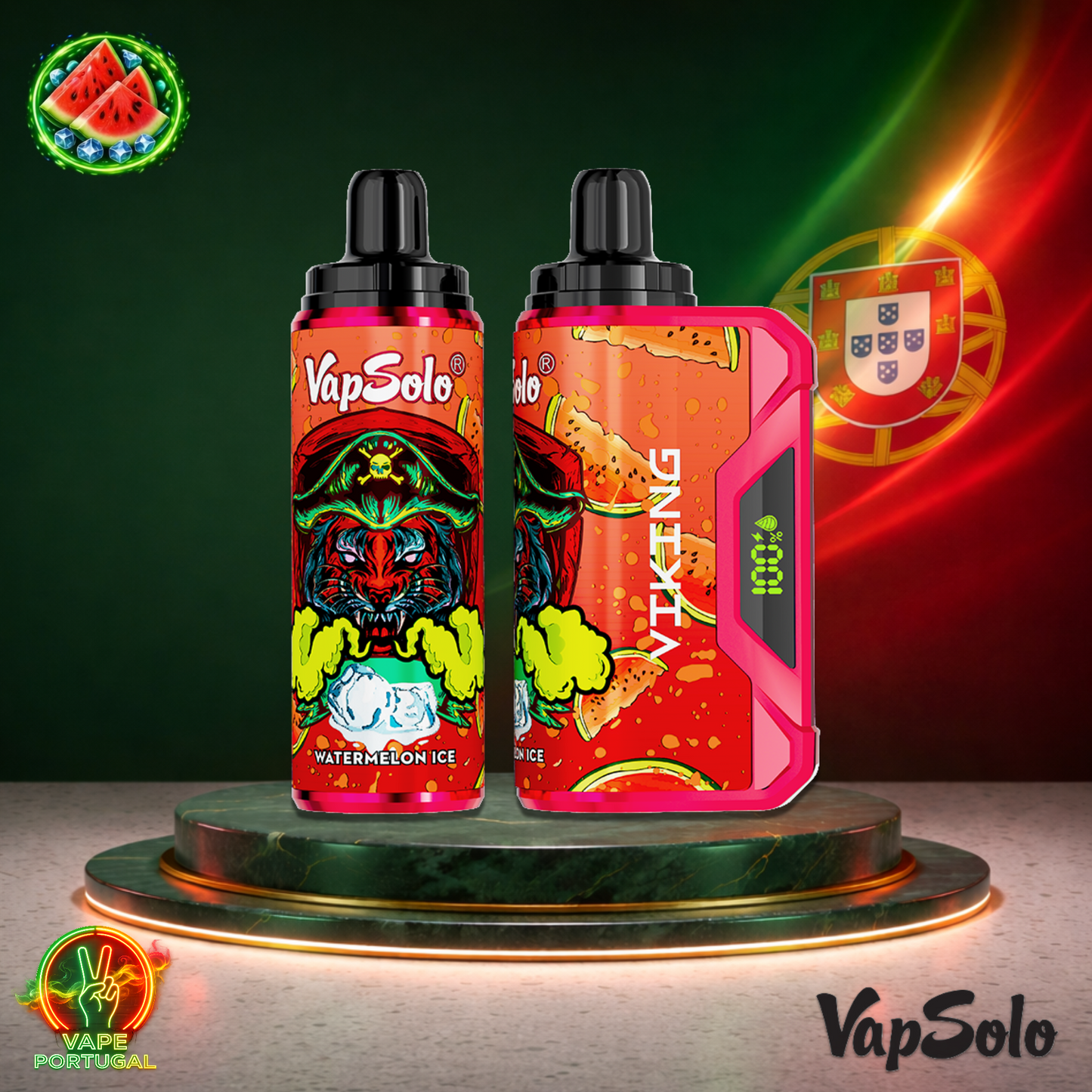 Vape descartável VapSolo Viking 12K sabor Watermelon Ice com 12000 puffs 12K tragadas mais barato