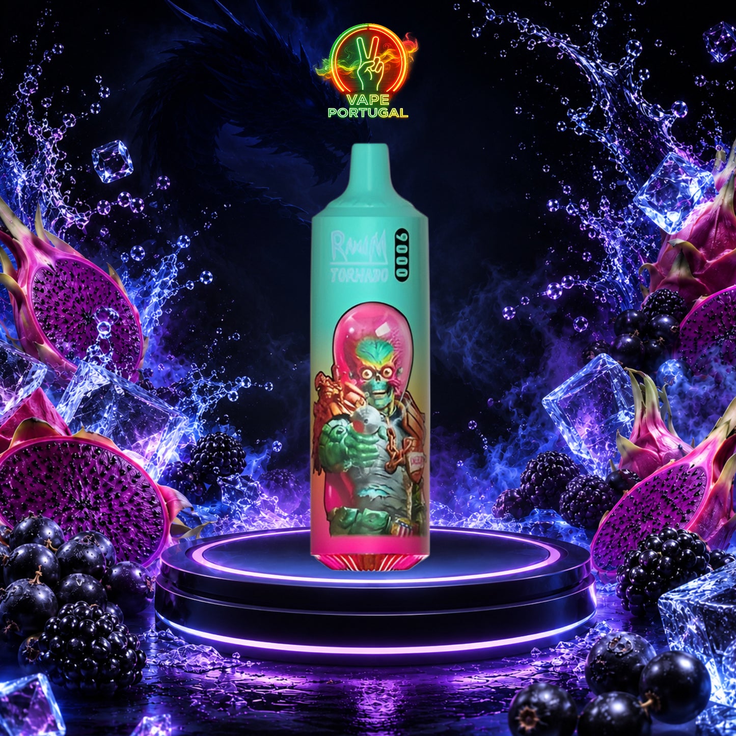 Vape Descartável Black Dragon Ice – RandM Tornado 9K