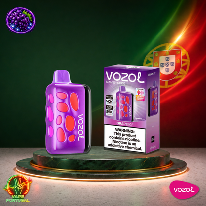 Vape descartável Vozol Rave 40K sabor Grape Ice 40000 puffs 40K tragadas oficial Portugal mais barato