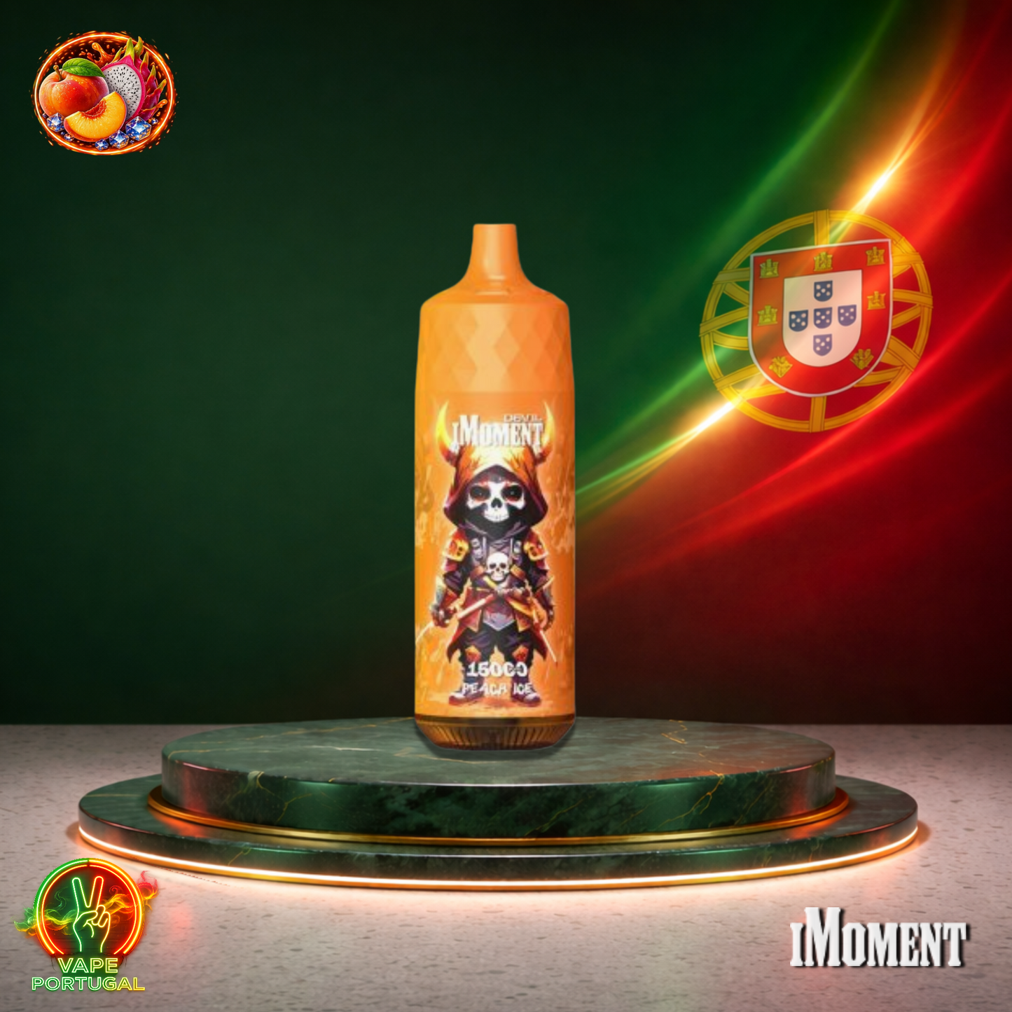 Vape descartável iMoment Devil 15K sabor Peach Ice Dragon 15000 puffs 15K tragadas mais barato