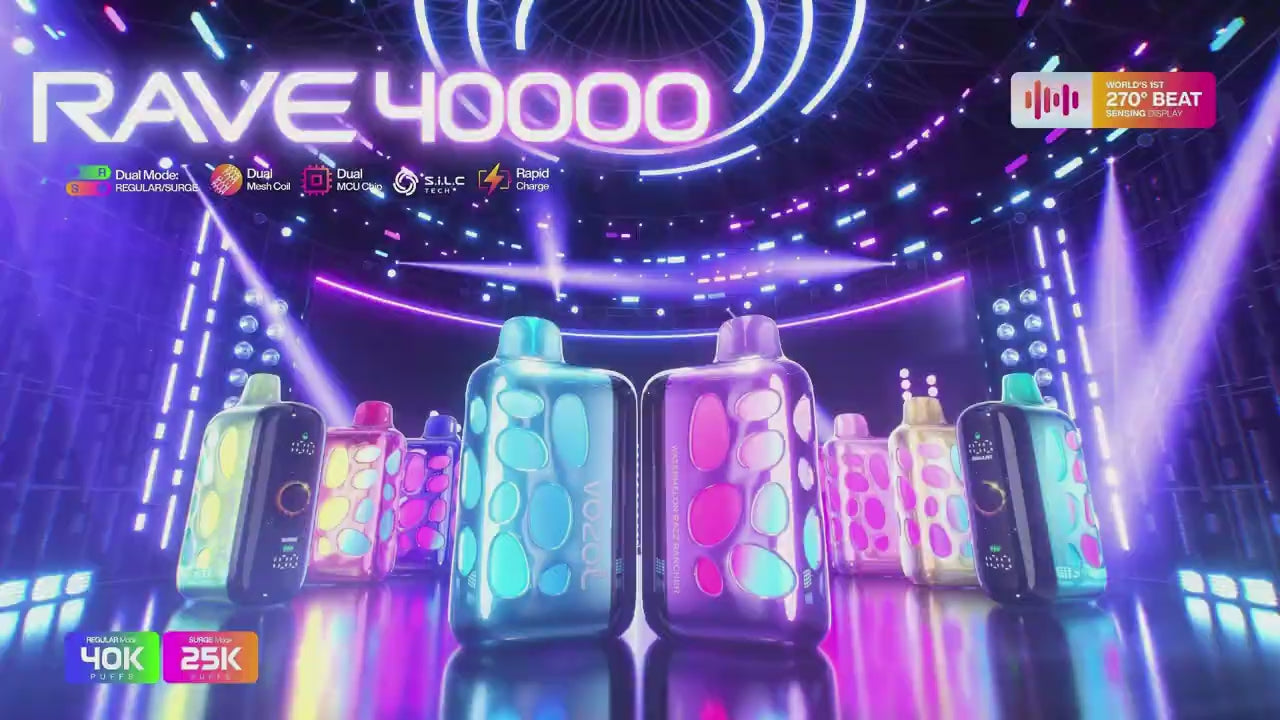 Vape descartável Vozol Rave 40K vídeo promocional oficial com 40000 puffs 40K tragadas mais barato